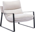 DUOMAY Mid-Century Accent Chair Armchair, Comfy Linen Fabric Leisure Chair Lazy Chair with Metal Leg for Living Room Bedroom Office Apartment, White