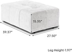 JACH Modern Ottoman Seat for Living Room, Linen Fabric Ottomans, Minimalist Foot Stool, Comfy Breathable Footstool for Living Room Apartment (White)