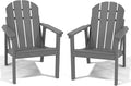 Adirondack Chair Set of 2, All Weather HDPE Fire Pit Chairs, Oversized Plastic Adirondack Chair for Outdoor, Balcony, Deck, Backyard, Patio, Garden, Poolside, Lawn Grey