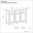 SIMPLIHOME Connaught 51-inch Wide Solid Wood Storage Cabinet in White for The Entryway, Mudroom, 3 Drawers and Adjustable Shelves, Traditional Style, Space-Saving Design