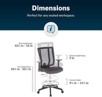 Vari Drafting Chair (VariDesk) - Tall Adjustable Office Chair with Footrest & Rolling Casters - Ergonomic Mesh Back for Lumbar Support - Ideal for Artist, Drafting Desk, or Counter Work - Black