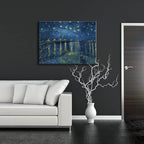 Wieco Art Starry Night Over The Rhone by Van Gogh Classical Oil Paintings Reproduction Large Modern Stretched and Framed Canvas Print Wall Art Seascape Pictures Giclee Artwork for Home Office Decor