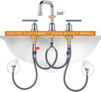 WOWOW Widespread Bathroom Faucet Chrome 8 inch Bathroom Sink Faucet Adjustable 3 Pieces Basin Faucets 360° Swivel Spout Modern Lavatory Faucet Vanity Faucets Water Supply Lines Quick Install Pipe