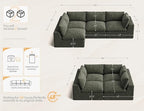 120" Cloud Sectional Couch | Oversize Boneless Couches for Living Room | 4 Seater Modern L-Shape Sofa | Green