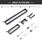 YACVCL 4-Piece Matte Black Bathroom Hardware Accessories Set, Bath Towel Bar Set SUS304 Stainless Steel, Round Towel Racks for Bathroom Wall Mounted