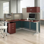 Bush Furniture BSHWC3649403STGK Hansen Cherry 65W x 65D L-Workstation with Storage and Accessory Kit
