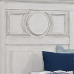 American Woodcrafters Brighten Distressed Antique White Wood King Headboard