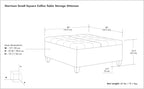 SIMPLIHOME Harrison 30 inch Wide Transitional Square Small Coffee Table Storage Ottoman in Cloud Grey , Assembled, For the Living Room and Bedroom