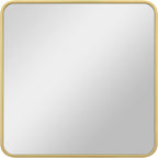 MCS Master & Co. Modern Metal Large Wall Mirror, Minimalist Home Decor Square Mirror with Rounded Corners for Living Room, Bedroom, or Bathroom, Brass, 24 x 24 in