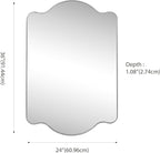 JONATHAN Y MIR205B Louisa 24 in. W x 36 in. H Medium Scalloped Rectangular Metal Framed Wall Mirror, for Bathroom, Living Room, Bedroom, Nickel