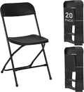 20 Pack Black Plastic Folding Chairs, Portable Stackable Commercial Party Folding Chairs with Steel Frame 350lbs for Home Office Outdoor Indoor Office Wedding Party Events