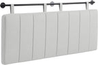 UEV King Headboard Only, Wall Mounted Hanging Upholstered Bed Head Board, Modern Vertical Channel Design of Fine Linen, Elegant Light Yellow Fluted Headboard for Bedroom (Light Yellow, Queen Size)