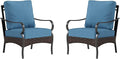 Sophia & William Extra Large Outdoor Patio Sofa Chairs Set 2 PCS Heavy-Duty Porch Furniture with High Back & Deep Seating Area, 5.5" Thicken Cushions for Deck, Lawn, Outside (Navy)