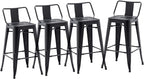 HAOBO Home 30" Low Back Metal Counter Stool Height Bar Stools [Set of 4] for Indoor/Outdoor Barstools, Matte Black