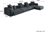 Oversized Modular Sectional Sofa with Ottomans,5 Seater Corduroy L Shaped Reversible Corner Couch,181.1" Convertible Sofa & Couch Free Combination for Living Rooom,Black