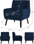 Accent Chair, Modern Velvet Arm Chair for Living Room, Bedroom, Comfy High-Resilient Sponge Reading Chair for Small Spaces （Velvet Royal Blue, Set of 1