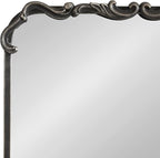 Kate and Laurel Traditional Rounded Rectangle Ornate Mirror; 20 x 27; Black; Ornamental Round Rectangular Classic Framed Wall Mirror for Bathroom Vanity or Fireplace Mantel