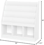 RiverRidge Kids Bookrack with Three Cubbies and 2 Gray Bins