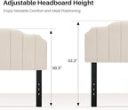 King Size Headboard Light Brown Upholstered Headboard Adjustable Height&Width Linen Headboards Modern Vertical Channel Design Bed Head Board, Light Brown