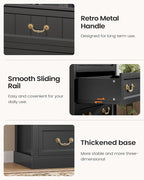 AOGLLATI Farmhouse Dresser with 6 Drawers, 51.2”Tall Wooden Chest of Drawers with Natural Texture, Vintage Design, Black Dresser for Bedroom, Black