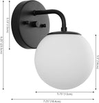 JONATHAN Y JYL3534B Louis Parisian Globe 5.75" 1-Light Metal/Frosted Glass Modern Contemporary LED Vanity Light Midcentury, Glam, Transitional, Bathroom, Powder Room, Dressing Room, Bedroom, Black