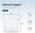 Acanva Indoor Decorative 28x28 Throw Pillow Inserts Pack of 2, Premium Polyester Fiber Fill Square Sham Stuffer Cushion for Sofa, Bed, Couch and Chair, Machine Washable, 2 Count (Pack of 1), White