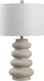 JONATHAN Y JYL5506A Juniper 26" Modern Minimalist Resin Stacked Ovoid LED Lamp for Living Room, Family Room, Dining Room, Bedroom, Hallway, Office, Antique White