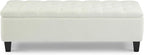 Christopher Knight Home Ottilie Boucle Fabric Storage Ottoman Bench, Wooden Rectangular Ottoman with Storage, Bedroom End of Bed Foot Stool, Entryway Ottoman Footrest, Living Room Extra Seat, White