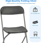 50 Pack Plastic Folding Chairs, Portable Party Chairs, Stackable Commercial Seats with Steel Frame for Home Office Wedding Party Indoor Outdoor Events Chairs, 350lbs Capacity,Gray