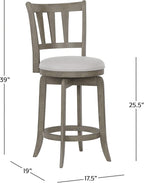 Hillsdale Presque Isle 26" Wood Swivel Counter Height Stool, Aged Gray