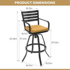 Pellebant Outdoor Swivel Barstools Set of 6, Aluminum 29.5" Bar Height Stool Chairs with Back & Footrest,Rust-Proof Tall Patio Bar Stools for Deck Lawn Garden, for Deck Lawn Garden,Teak