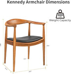 Tomile Upholstered Dining Chair Kennedy Armchair, Mid Century Modern Kitchen & Dining Chairs with PU Leather Cushion Seat, Hans Wegner Elbow Chair for Living Room Bedroom Office (Chestnut Color)