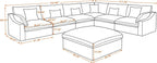 Cloud Modular Sectional Sofa with Ottoman,154" Sectional Sofa Bed Sleeper Couch for Living Room,Convertible Couch Deep Seat for Office Apartment,Covers Washable&Replaceable,Khaki