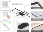 GEADI Modern Extra Large LED Ceiling Lights, Black Dimmable Rectangular Chandelier 68W Flush Mount Ceiling Lamp with Remote 3 Squares Ceiling Light Fixtures for Living Dining Room Kitchen, 41.3in