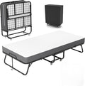 75" x 38" Folding Beds with Mattress for Adults, Portable Foldable Twin Bed with Memory Foam Mattress & Super Strong Frame, Convenient Roll Away Guest Bed for Storage