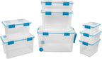 Sterilite 12-Pack Gasket Box, Weather-Resistant Storage Bins with Latching Lids, 120 Quart - Heavy-Duty Organizing Containers for Closet, Bathroom, and Office