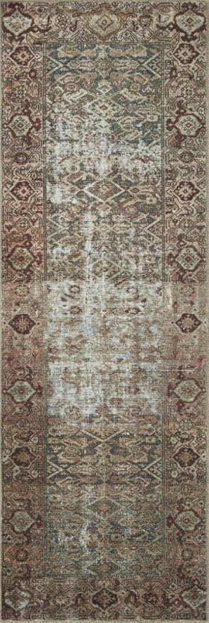 Loloi Amber Lewis Georgie Collection GER-07 Moss/Salmon 10'-0" x 14'-0", .19" Pile Height, Area Rug