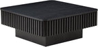 Square Lift-top Coffee Table for Living Room, Fluted Coffee Tables with Hidden Storage, Solid Wood Veneered Modern Tea Center Table for Small Space Apartment (Black-35.43''D×14.57''H)