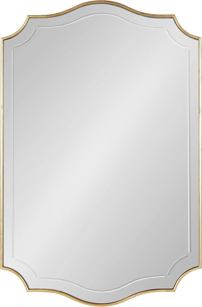 Kate and Laurel Hollyn Glam Scalloped Wall Mirror; 20 x 30; Gold; Decorative Traditional Wall Decor with Elegant Frame and Soft Scallops