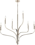 KICHLER Livadia 6-Light Chandelier, Soft Modern-Light in Polished Nickel, for Foyer, Great Room, or Vaulted Dining or Bedroom (33" x 36.25"), 52673PN