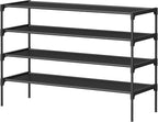 SONGMICS Shoe Rack, 4-Tier Shoe Storage Organizer, Space-Saving, 11.6 x 36.1 x 27.7 Inches, Entryway, Metal Frame, Non-Woven Fabric Shelves, Ink Black ULSH034BH01S