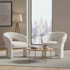 LukeAlon Modern Velvet Accent Chair Barrel Back Armchair, Upholstered Lounge Chair for Living Room, Bedroom, Office, Waiting Rooms, Beige