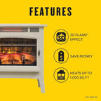 duraflame Freestanding Electric Fireplace Stove Heater with 3D Flame Effect for 1,000 Sq. Ft. Room, Cream