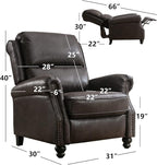 CANMOV Pushback Recliner Chair Faux Leather Armchair Push Back Recliner with Rivet Decoration Single Sofa Accent Chair for Living Room, Dark Grey