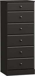 Prepac Astrid Tall Black Dresser for Bedroom: 16.5"D x 19.75"W x 50"H, 6-Drawer Chest for Bedroom by Prepac - Perfect Chest of Drawers for Ample Storage in Narrow Spaces