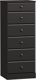 Prepac Astrid Tall Black Dresser for Bedroom: 16.5"D x 19.75"W x 50"H, 6-Drawer Chest for Bedroom by Prepac - Perfect Chest of Drawers for Ample Storage in Narrow Spaces