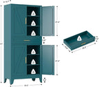 Large Metal Kitchen Pantry Cabinet with Adjustable Shelves - Freestanding Kitchen Storage Cabinet for Dining Room,Livingroom Bathroom, Hallway, Workshop, Office (Blue, 71"-1 Drawer)