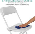 70 Pack Plastic White Folding Chairs, Portable Stackable Commercial Party Folding Chairs with Steel Frame 350lbs for Home Office Outdoor Indoor Office Wedding Party Event