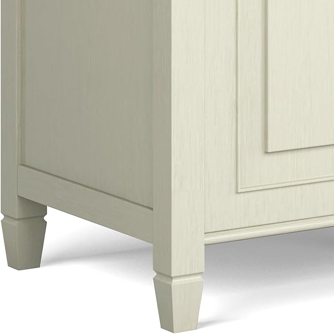 SIMPLIHOME Connaught Entryway Storage Bench - 51 inch Wide Solid Wood Storage Trunk Seat in Antique White, Traditional Bench for Entryway or Living Room with Lift-Up Lid and Decorative Moulding