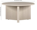 Henn&Hart 32" Round Wood Pedestal Coffee Table for Living Room, Family Room, Office, or Apartment, Alder White